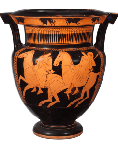Bình Gốm Hi Lạp Có Trang Trí Hình Vẽ Một Cảnh Trong Thần Thoại. Min
