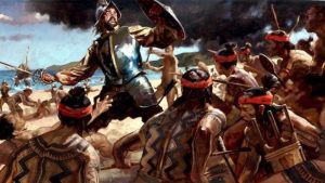 Tranh Mô Tả Cuộc Xung đột Của đoàn Thám Hiểm Ma Gien Lăng Với Thổ Dân Phi Líp Pin. Min